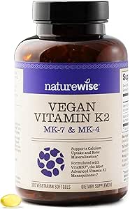 NatureWise Vitamin K2 MK-7 100mcg and MK-4 500mcg - Enhanced Bioavailable Formula - K Complex Supplement for Bone Health   Heart Health - Vegan, Gluten Free, Non-GMO - 360 Softgels[1-Year Supply]