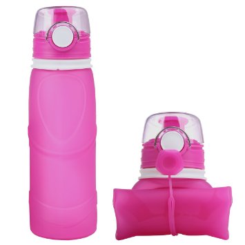 Silicone Collapsible Sports Water Bottle -Large Capacity 26 oz (750 ml) - BPA Free Foldable Bottle for Outdoor Travel & Sports & Daily use