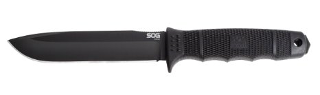 SOG Specialty Knives & Tools SE38-N Force Knife with Straight Edge Fixed Heat Treated 6-Inch AUS-8 Steel Clip Point Blade and GRN Handle, Black TiNi