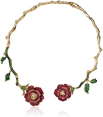 Betsey Johnson Women's Rose Hinged Collar Necklace