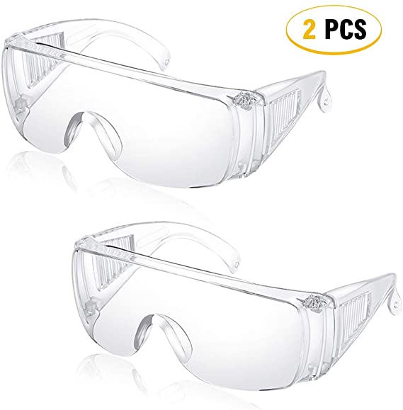 Freehawk 2PCS Safety Glasses Eye Protection Goggles Clear Anti-Fog Lenses Anti-dust Glasses Anti-impact Lightweight Spectacles for Factory Lab Indoor Outdoor Work