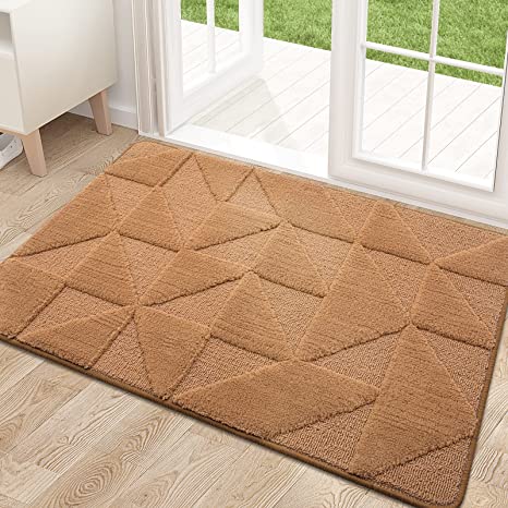 OLANLY Door Mats Indoor, Non-Slip, Absorbent, Dirt Resist, Entrance Washable Mat, Low-Profile Inside Entry Doormat for Entryway (32x20 inches, Brown)