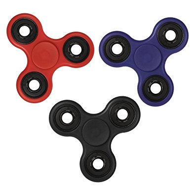 SailFar Newest Tri-Spinner Fidget Toy Hand Spinner EDC Focus Toy Perfect For ADD, ADHD, Anxiety, and Stress Relief, Premium, 3 Pack (Black,Blue and Red)