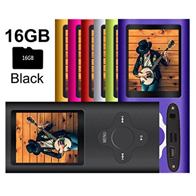 G.G.Martinsen Black Stylish MP3/MP4 Player with a 16GB Micro SD card, Support Photo Viewer, Recorder & Radio, Mini USB Port 1.8 LCD, Digital Music Player, Media/ Video Player, MP3 Player, MP4 Player