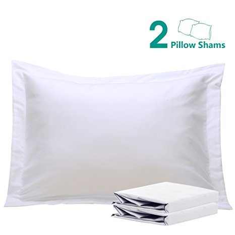 NTBAY 100% Brushed Microfiber Pillow Shams Set of 2, Soft and Cozy, Wrinkle, Fade, Stain Resistant, 20"x 26", White