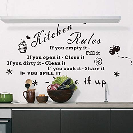 Wall Stickers, Hatop Newest Hot Sale Hot Removable Kitchen Rules Words Wall Stickers Decal Home Decor Vinyl Art Mural (A)