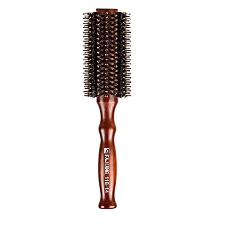 Minalo Boar Bristles Hair Brush With Wood Handle, Round Comb, 2.2-Inch