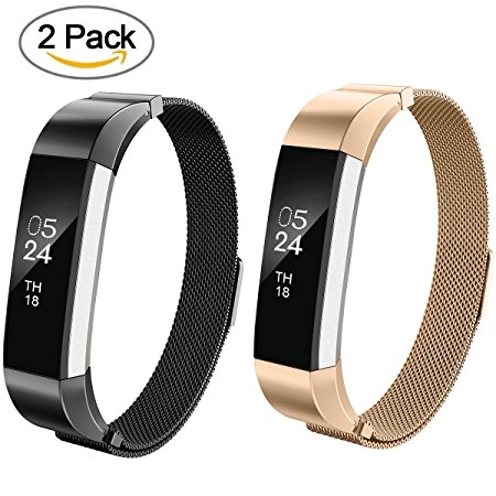 AIUNIT Fitbit Alta Bands Milanese,Fitbit Alta HR Replacement Band Small Large for Women Men Girls Boys, Loop and Magnet-Lock Design Metal Accessories Wristband Strap