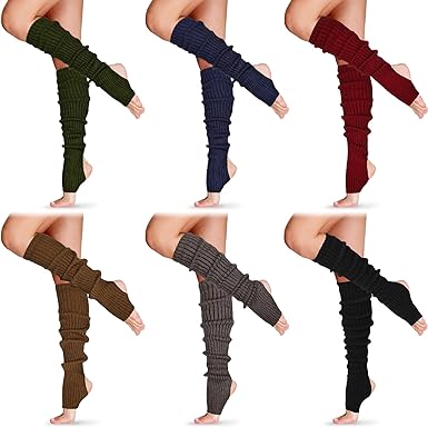 SATINIOR Women Winter Long Leg Warmers 24 Inch Over the Knee Ribbed Knit Leg Warmer for 80s Party Dance Sports