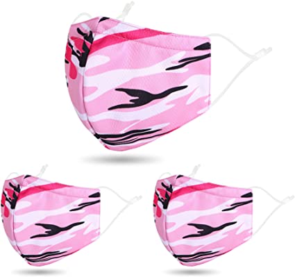 USA Stock Cloth Face C-over, Thin Mouth Face Madks, 3 Pcs_Camo Pink