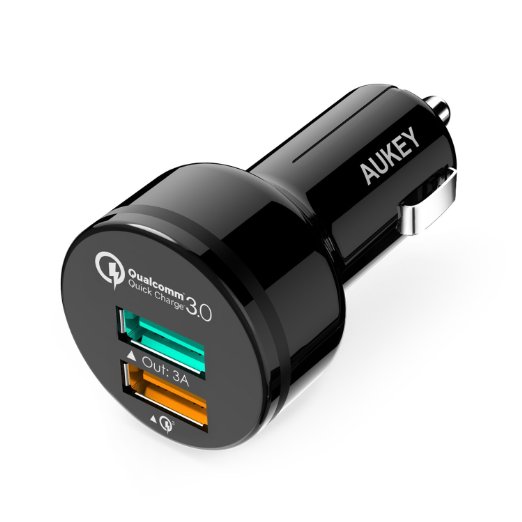 Quick Charge 3.0 AUKEY Dual-Port Car Charger for LG G5, Samsung Galaxy S7/S6/Edge, Nexus 6P/5X, iPhone | Qualcomm Certified