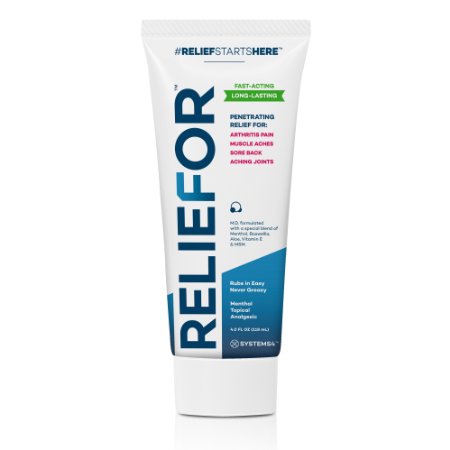 Reliefor - Best Pain Relief Cream, Topical Analgesic Lotion Developed By an M.D. Non-greasy, Quick Absorption, Immediate Relief, Long-lasting Relief for Muscle Aches, Joint Pain & Arthritis. Made in USA - 4 Oz.