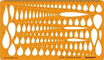 Isomars Design Drawing Drafting Template Stencil - Pear and Paisley Shapes