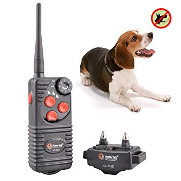 Aetertek At-216D-550M 100% Waterproof Rechargeable Electronic Dog Shock Training Collar with Remote 7 Levels of Shock Beep Vibration