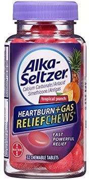 Alka-Seltzer Heartburn Plus Gas Relief Chews, Tropical Punch, 32 Count - Pack of 3