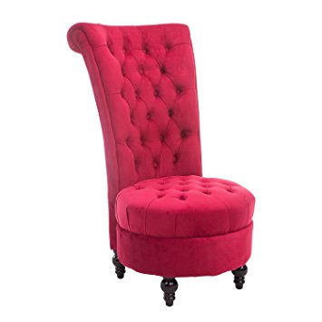 HomCom 44" Tufted High Back Velvet Upholstered Accent Chair - Red