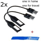 ECSEM 1Pcs Tie and 2 Pack Replacement Charger Cable for Fitbit FlexForceCharge HRSurgeOne Wireless Band - USB Wire -High Quality Replacement for Damged or Lost -one in Home One for Travel