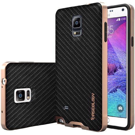 Galaxy Note 4 Case Caseology Envoy Series Premium Leather Bumper Cover Carbon Fiber Black Leather Bound for Samsung Galaxy Note 4 - Carbon Fiber Black