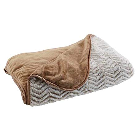 Brookstone Nap Textured Throw Blanket-Herringbone Taupe