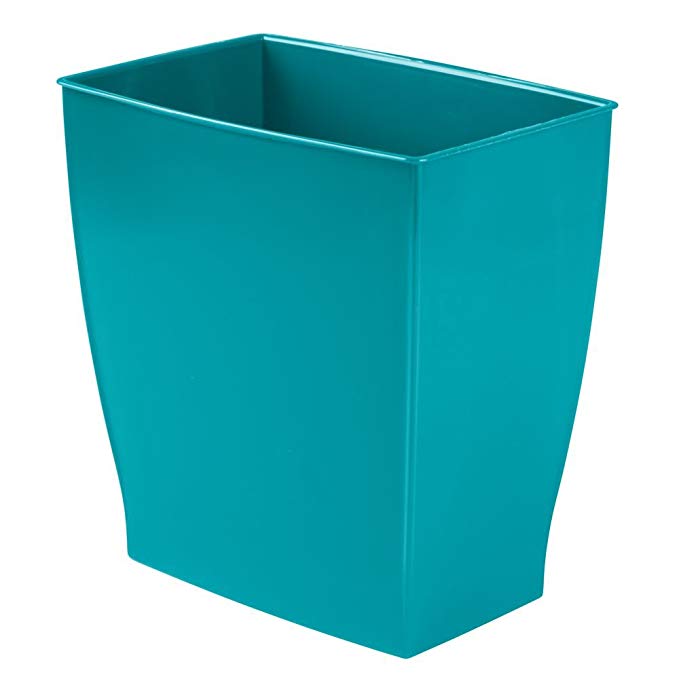 InterDesign Wastebasket Trash Bathroom – Teal Mono Rectangular Can