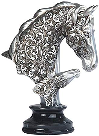 StealStreet SS-G-11680 Silver Toned Engraved Father and Son Horse Statue, 10"