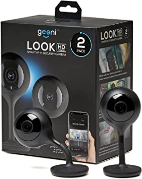 Geeni Look 2 Pack 1080p HD Smart Wi-Fi Security Camera System with Night Vision, Motion Detection, 2 Way Audio,Remote Access with iOS Android App, No Hub Required, Black