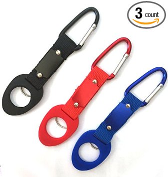EFF-cientt® 3 Pcs Silicone Water Bottle Holder Ring with Hook & Key Ring Convenient Carrying Buckle for Travel, Hiking, Climbing & Walking