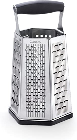 Cuisipro 746877 6-Sided Box Grater with Bonus Ginger Grater, Silver