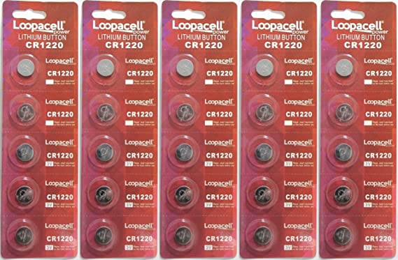 Loopacell (25) 3v Battery CR1220 CR-1220 Lithium Batteries DL1220