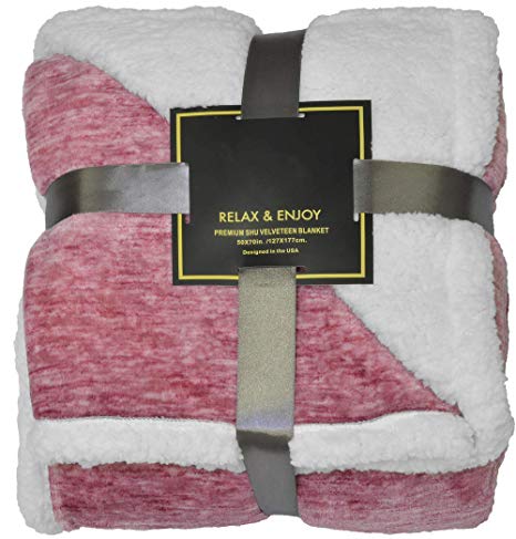 Napa Sherpa Throw Blanket Snow Wine 50" x 70", Super Soft Micro Fleece Plush Bed Throw TV Blanket Reversible