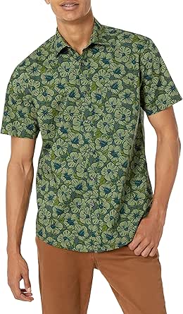 Amazon Essentials Men's Regular-Fit Short-Sleeve Print Shirt