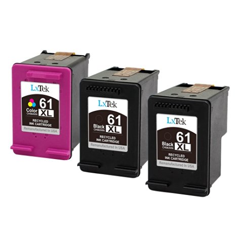 LxTek Remanufactured Ink Cartridge Replacement For HP 61 XL 61XL (2 Black | 1 Tri-Color) CH563WN CH564WN High Yield