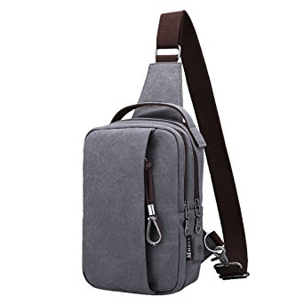 Muzee Sling Bag for Men Chest Shoulder Gym Backpack Sack Satchel Outdoor Crossbody Pack with USB Charging Port