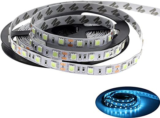 DIY LED U-Home 5M LED Strip Light Ice Blue Color 470nm-490nm Wave Length for Decoration Room Shopping Mall Kitchen Office Seasonal Celebration Lighting (Non-Waterproof)