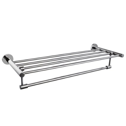 KES A2115 Bathroom Minimalist Towel Rack Shelf with Foldable Towel Bars Wall Mounted, Polished SUS304 Stainless Steel