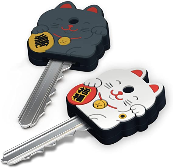 Genuine Fred, KEYED UP, Lucky Cat Key Caps, Set of 2, Multicolor