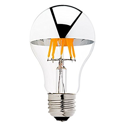 Century Light A19 8W Edison Style LED Dimmable Bulb - Silver Tipped LED Filament Light Bulb - 75 Watt Equivalent - Warm White 2700K - E26 Medium Base Lamp - 4Packs