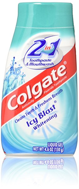 Colgate 2 in 1 Toothpaste & Mouthwash, Icy Blast Whitening, Liquid Gel, 3 pack 4.6 OZ Each