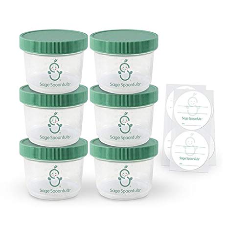 Sage Spoonfuls Baby Food Storage, Plastic, 4 Ounce(Pack of 6)