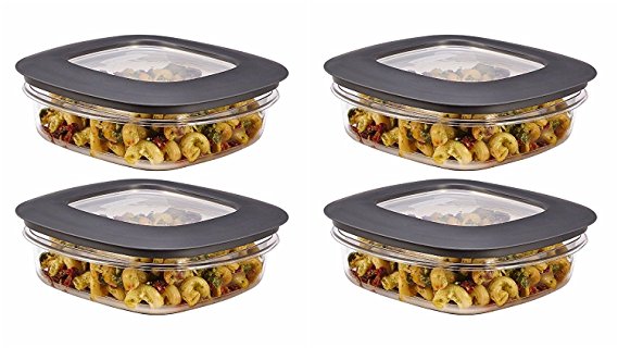 Rubbermaid Premier Food Storage Container, 3 Cup, Grey (4 Pack)