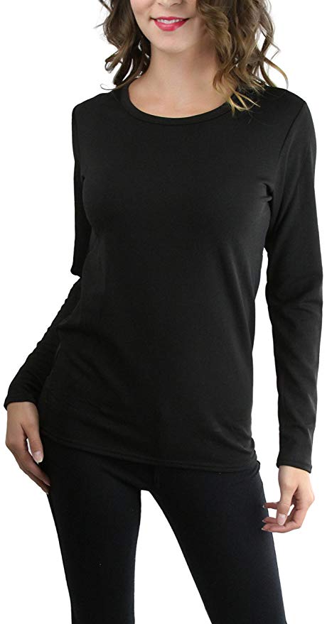 ToBeInStyle Women’s Crew Neck Fleece Lined Long Sleeve Thermal Tops