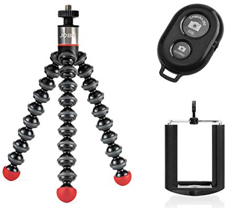 Joby NEW GorillaPod Magnetic Tripod with Ivation Wireless Bluetooth Camera Shutter Remote Control for Apple and Android Phones and Ivation Universal Tripod Mount for Smartphones …