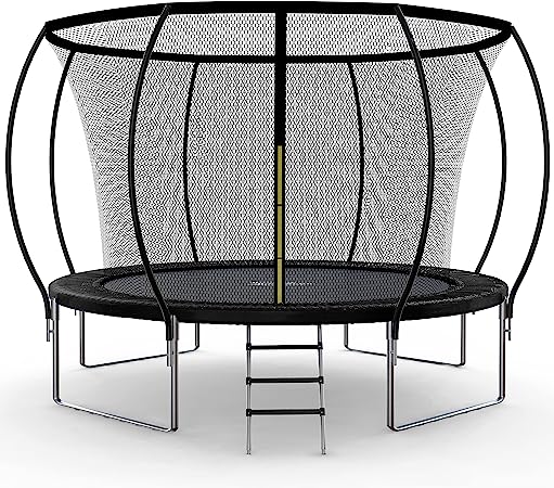 Simple Deluxe Recreational Trampoline with Enclosure Net 12FT 14FT - Outdoor Trampoline for Kids and Adults Family Happy Time, ASTM Approved -Black 14FT