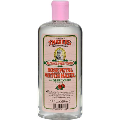 Thayers Alcohol-Free Rose Petal Witch Hazel with Aloe Vera 12 Oz (Pack of 1)