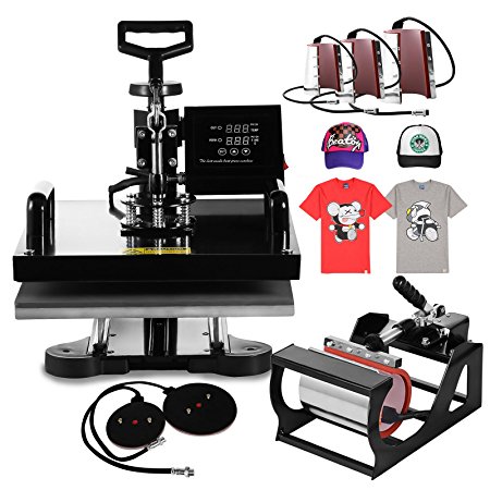 VEVOR Heat Presses 15 X 15 Inch 8 in 1 Digital Multifunctional Sublimation T Shirt Heat Press Machine 1000W 360 Degree Rotation Heat Press Machine for T shirts Hat Mug Cap Plate (15 X 15 Inch 8 in 1)