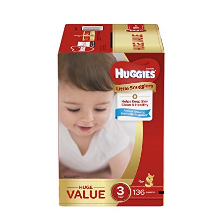 Huggies Little Snugglers Baby Diapers, Size 3, 136 Count, Huge Pack (Packaging May Vary)