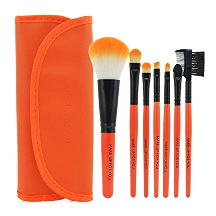 Susenstone®1 Set/7 PCS Wood Makeup Brush Makeup Cosmetic Tools Beauty Brushes (Orange)