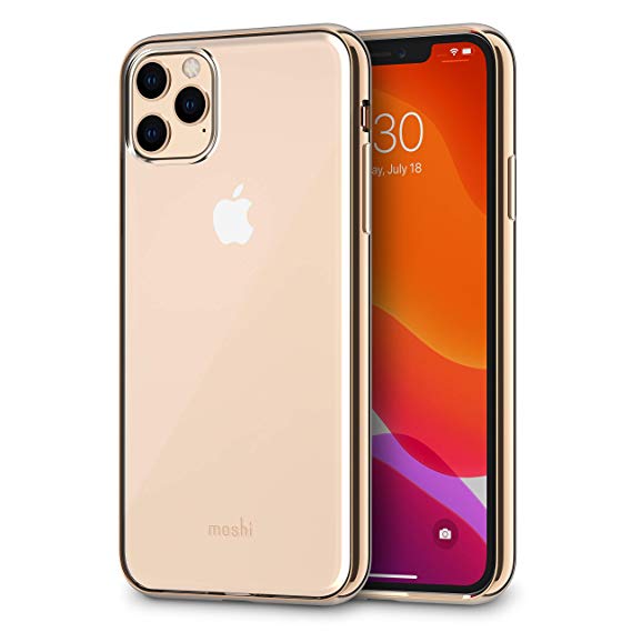 Moshi Vitros Slim Clear case Compatible with iPhone 11 Pro MAX 6.5", BPA-Free, Shock Absorption, Drop Protection, Anti-Scratch, Wireless Charging - Gold