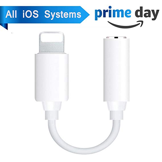 Lightning Adapter Headphone Jack 3.5 mm Earphone Connector for iPhone8/8Plus iPhone7/7Plus 6/6Plus iPhoneX/10 iPad/iPod Dongle Audio Cable AUX Accessories Earbuds Adaptor Supports iOS 11 or Later