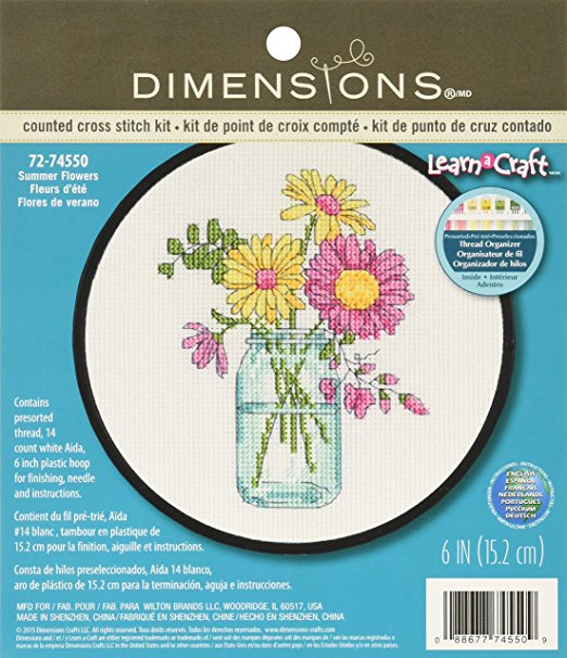Dimensions Summer Flowers Counted Cross Stitch Kit, 72-74550